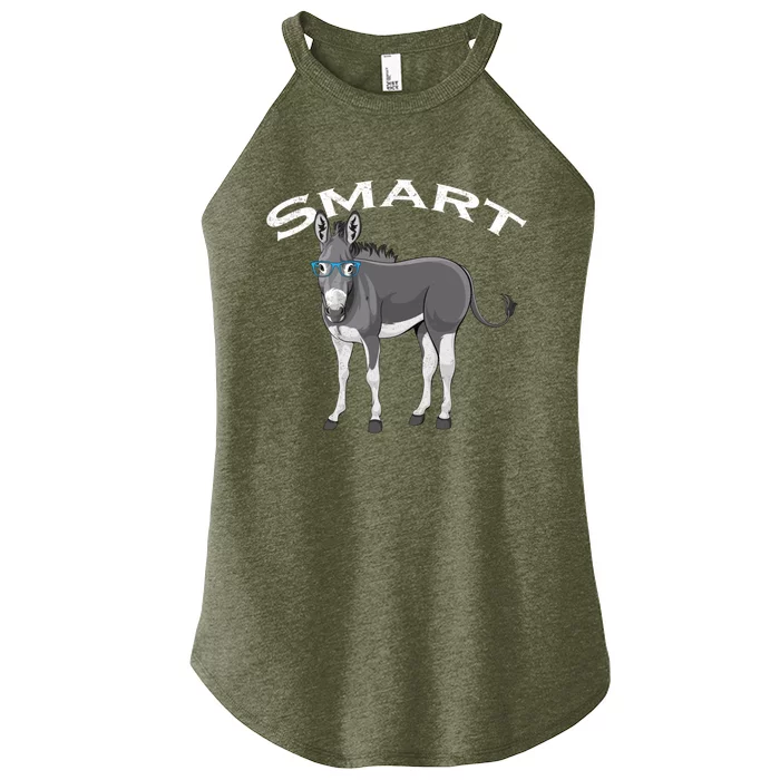 Smart Donkey Lover Sarcastic Adult Humor Blue Glasses Gift Women’s Perfect Tri Rocker Tank