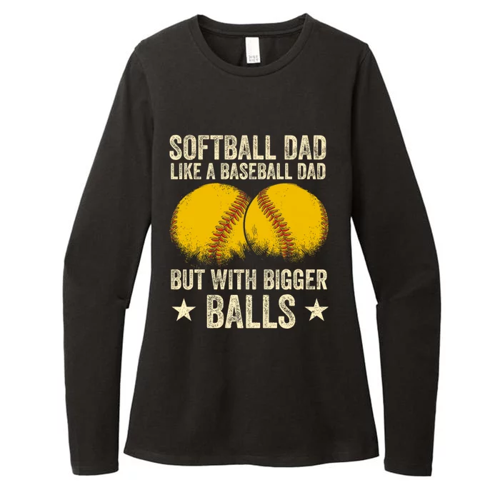 Softball Dad Like A Baseball Dad But With Bigger Balls Funny Womens CVC Long Sleeve Shirt