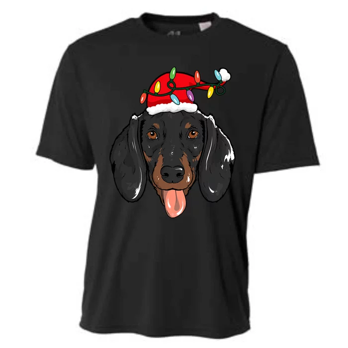 Santa Dachshund Light Christmas Meaningful Gift Cooling Performance Crew T-Shirt