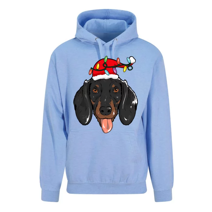 Santa Dachshund Light Christmas Meaningful Gift Unisex Surf Hoodie