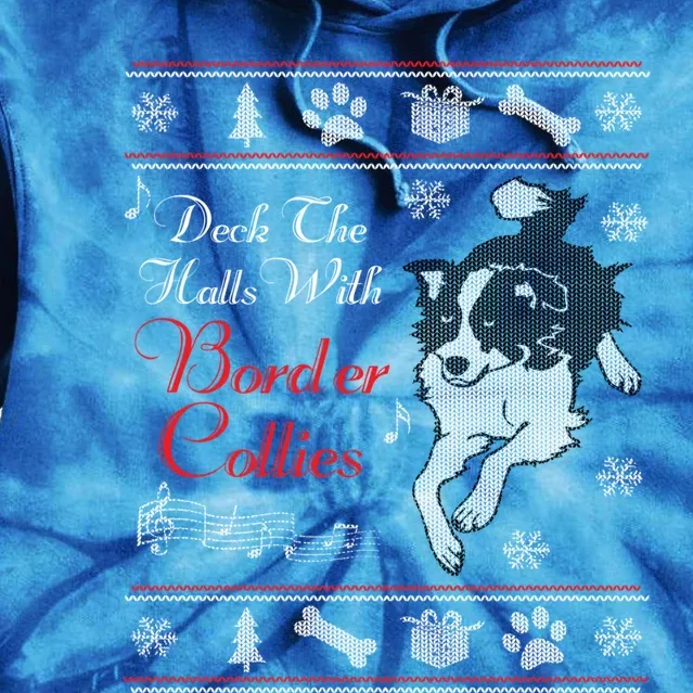 Santa Dog Lover Gift Border Collie Ugly Christmas Tie Dye Hoodie