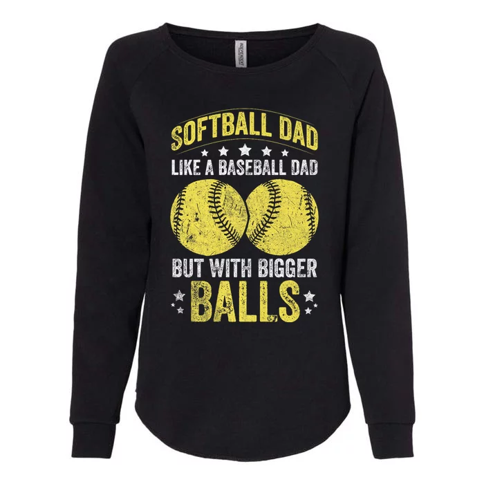 Softball Dad Like A Baseball Dad But With Bigger Balls Womens California Wash Sweatshirt