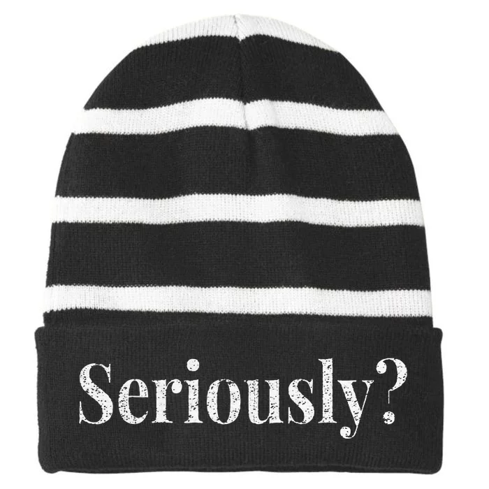 Seriously Distressed Look By Yoray Striped Beanie with Solid Band