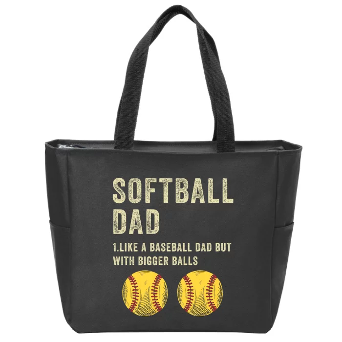 Softball Dad Like A Baseball Dad But With Bigger Balls Zip Tote Bag