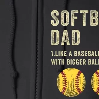 Softball Dad Like A Baseball Dad But With Bigger Balls Full Zip Hoodie