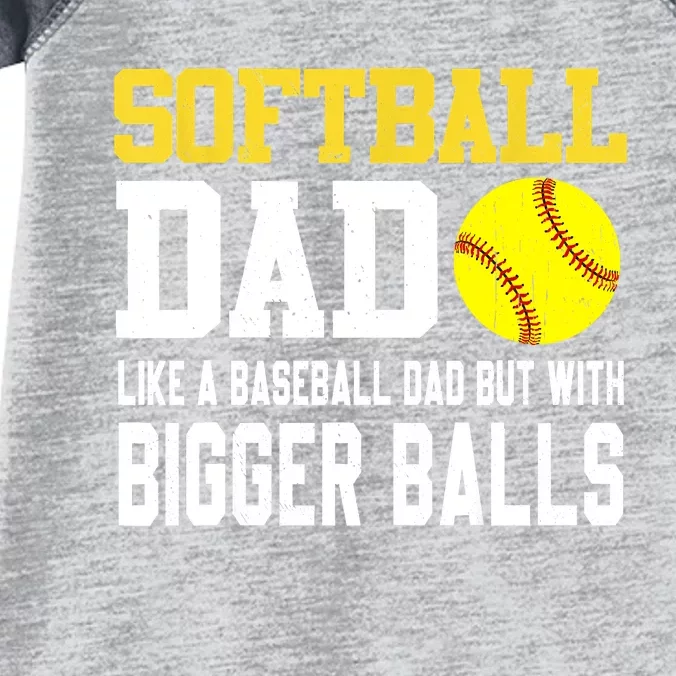 Softball Dad Like A Baseball But With Bigger Balls Fathers Day Infant Baby Jersey Bodysuit