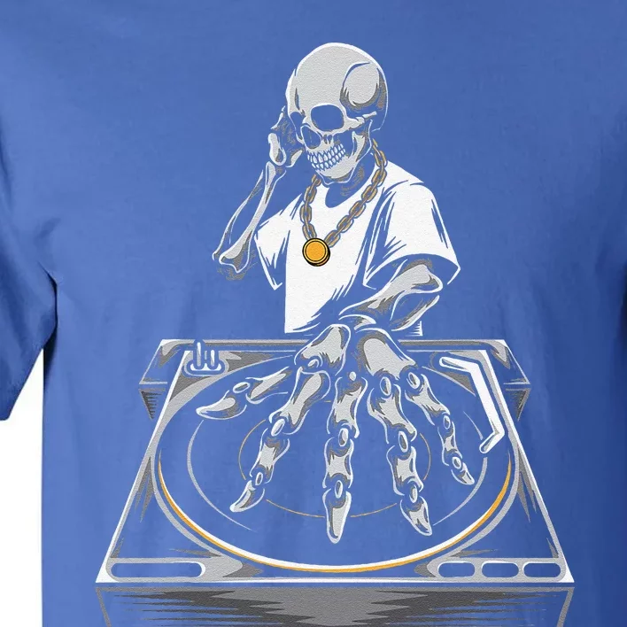 Skeleton DJ Lazy Halloween Costume Skull Disc Jockey Tall T-Shirt