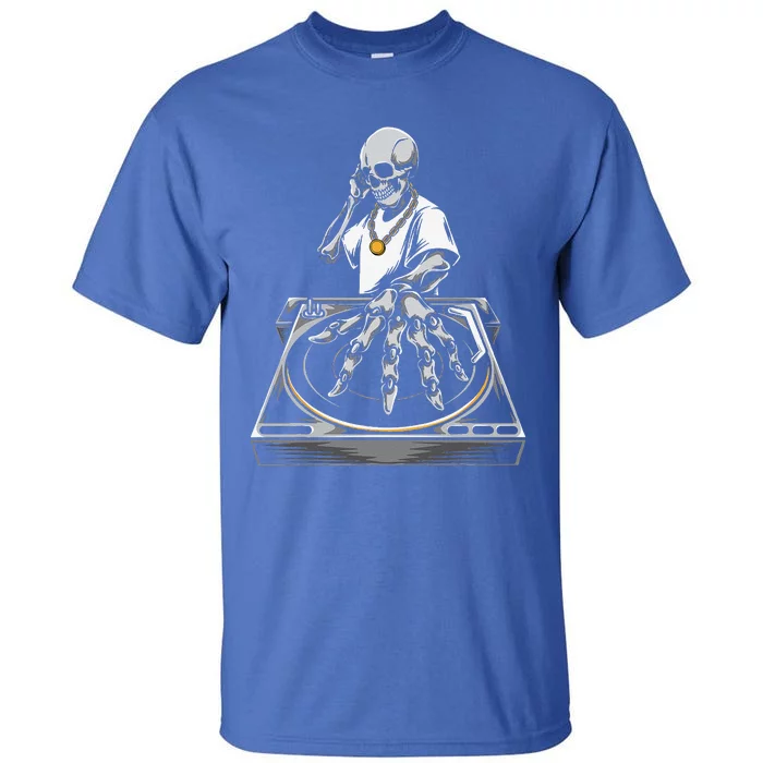 Skeleton DJ Lazy Halloween Costume Skull Disc Jockey Tall T-Shirt