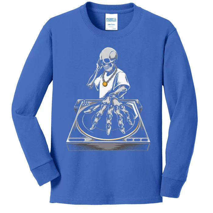 Skeleton DJ Lazy Halloween Costume Skull Disc Jockey Kids Long Sleeve Shirt