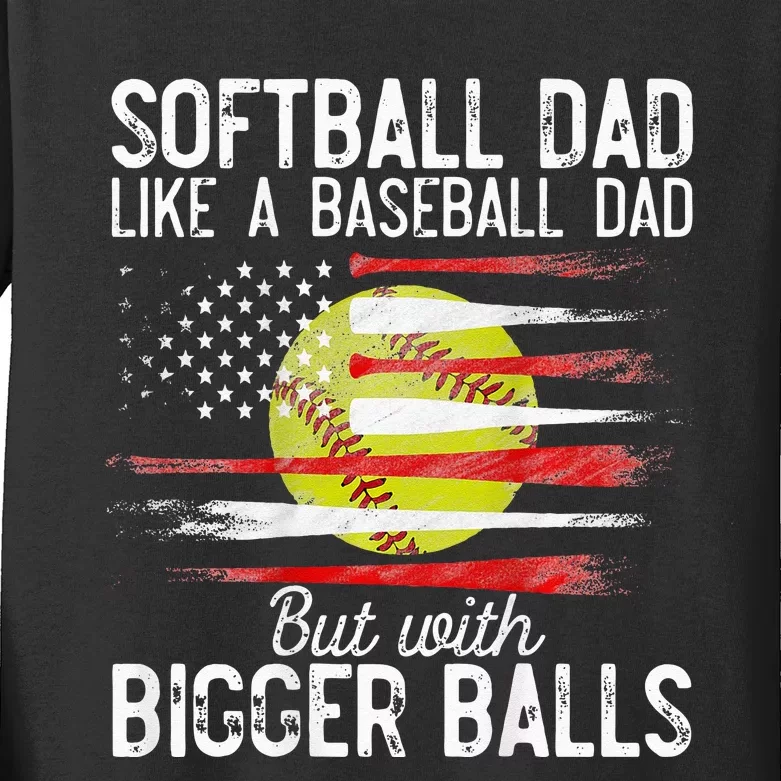 Softball Dad Like A Baseball Dad Definition Kids Long Sleeve Shirt