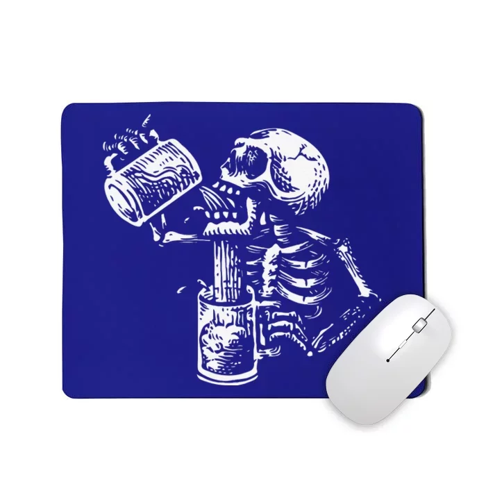 Skeleton Drinking Lazy Halloween Costume Cool Skull Bones Mousepad