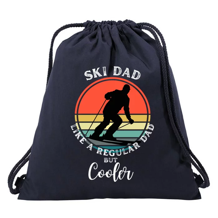 Ski Dad Like A Regular Dad But Cooler Funny Skiing Great Gift Drawstring Bag