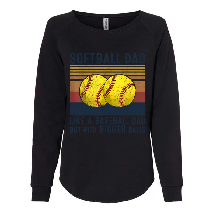 Softball Dad Like A Baseball Dad But With Bigger Balls Womens California Wash Sweatshirt