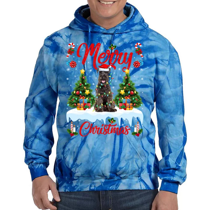 Schnauzer Dog Lights Xmas Tree Santa Schnauzer Christmas Gift Tie Dye Hoodie