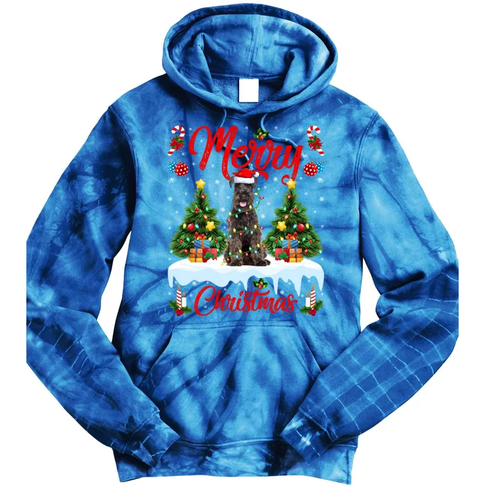 Schnauzer Dog Lights Xmas Tree Santa Schnauzer Christmas Gift Tie Dye Hoodie