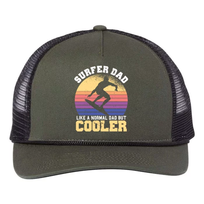 Surfing Dad Like A Normal Dad But Cooler Fathers Day Surfer Funny Gift Retro Rope Trucker Hat Cap