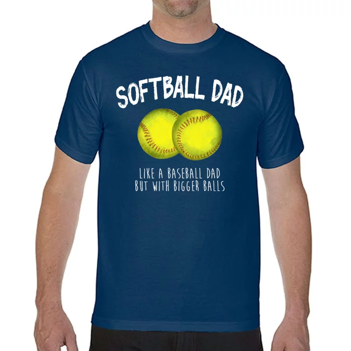 Softball Dad Like A Baseball Dad But With Bigger Balls Funny Comfort Colors T-Shirt