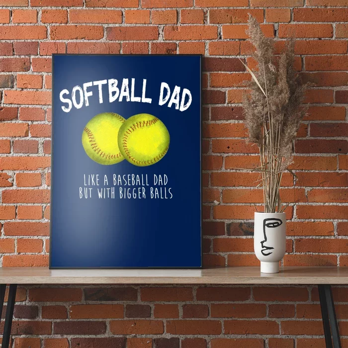 Softball Dad Like A Baseball Dad But With Bigger Balls Funny Poster