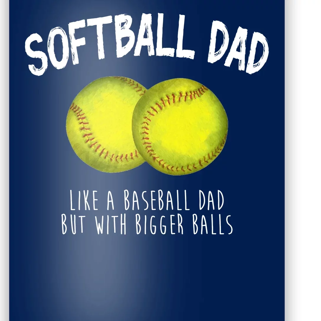 Softball Dad Like A Baseball Dad But With Bigger Balls Funny Poster