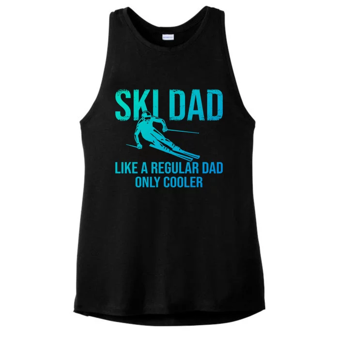 Ski Dad Like A Regular Dad Only Cooler Happy Father Day Gift Ladies Tri-Blend Wicking Tank