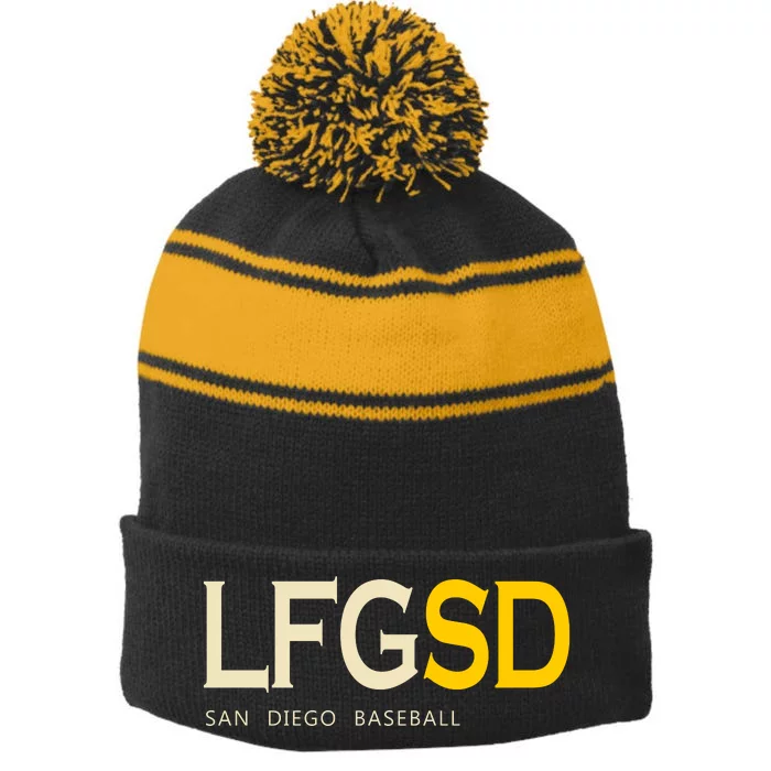 San Diego LFGSD Let's Go SD Baseball Trending Stripe Pom Pom Beanie