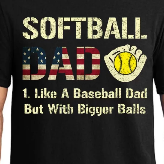 Softball Dad Like A Baseball Dad USA Flag Fathers Day Gift Pajama Set