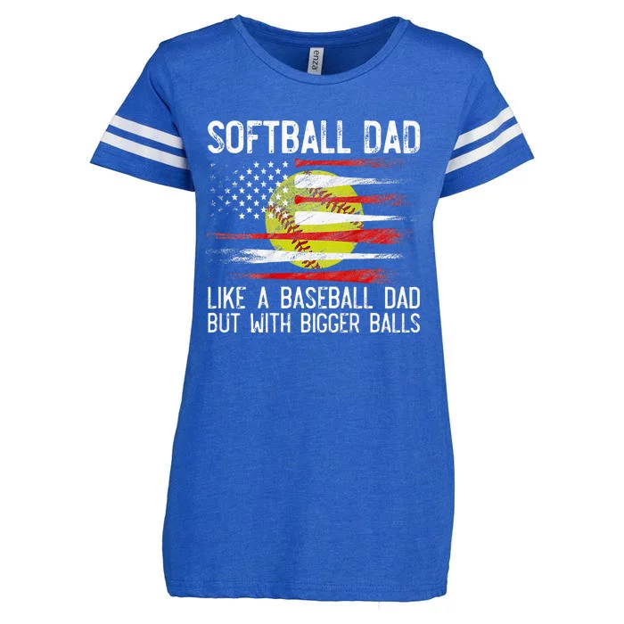 Softball Dad Like A Baseball But With Bigger Balls Enza Ladies Jersey Football T-Shirt