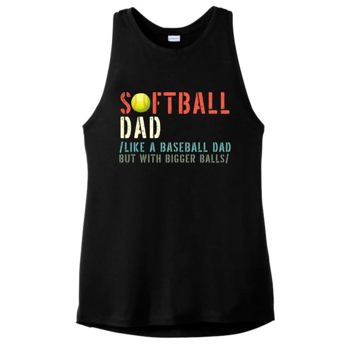 Softball Dad Like A Baseball But With Bigger Balls Fathers Gift Ladies Tri-Blend Wicking Tank