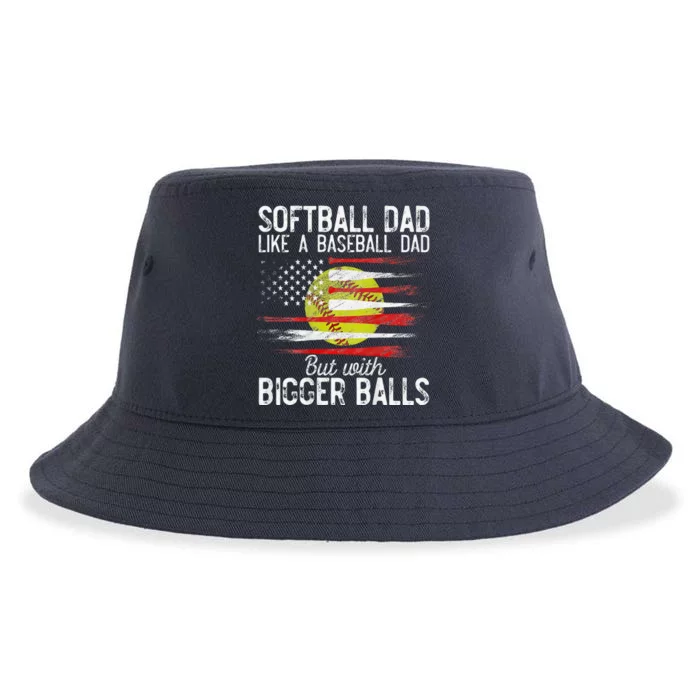 Softball Dad Like A Baseball Dad Definition On Back Sustainable Bucket Hat