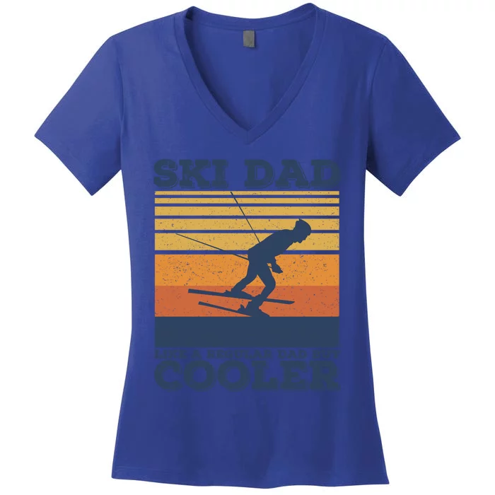 Ski Dad Like A Regular Dad But Cooler Vintage Skiing Gift Women's V-Neck T-Shirt