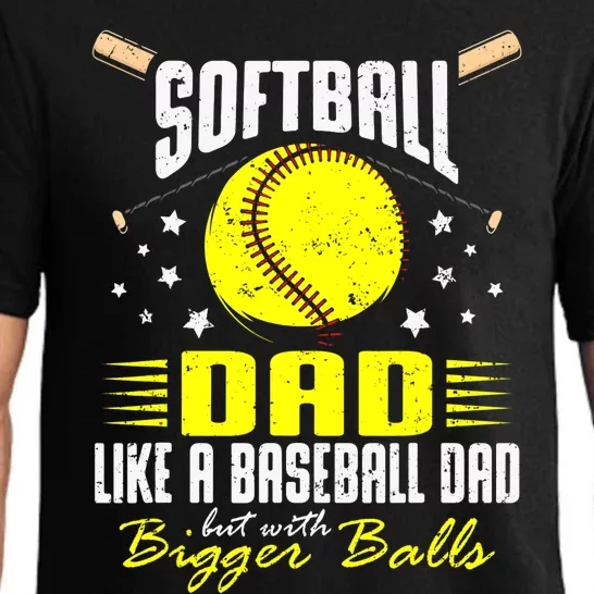 Softball Dad Like Baseball But With Bigger Balls Fathers Day Pajama Set