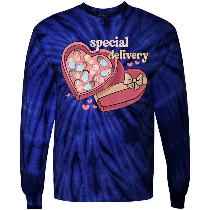 Special Delivery Labor And Delivery Nurse Valentine's Day Tie-Dye Long Sleeve Shirt