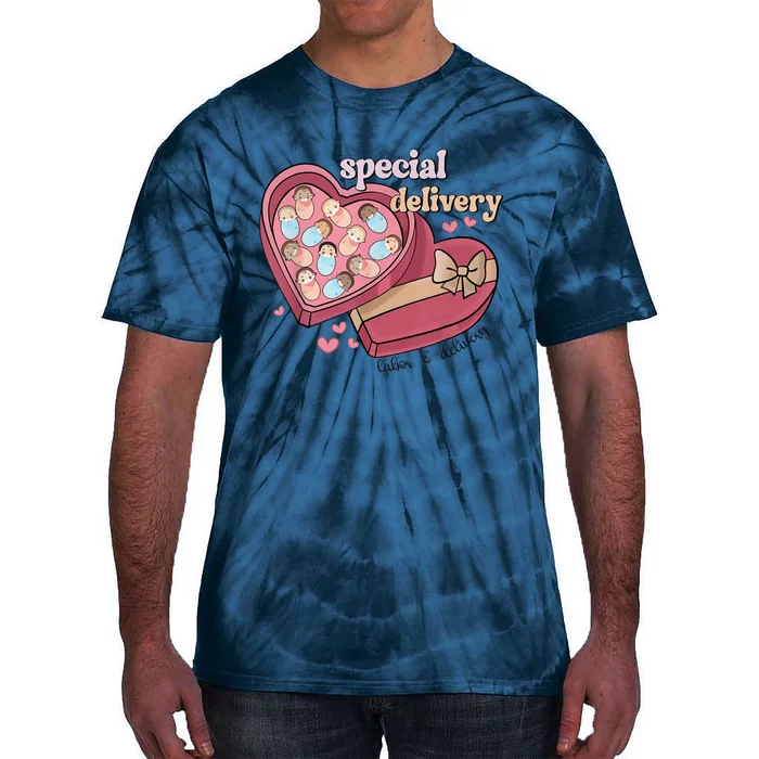 Special Delivery Labor And Delivery Nurse Valentine's Day Tie-Dye T-Shirt