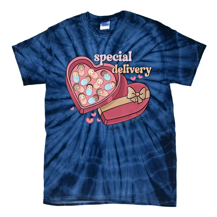 Special Delivery Labor And Delivery Nurse Valentine's Day Tie-Dye T-Shirt