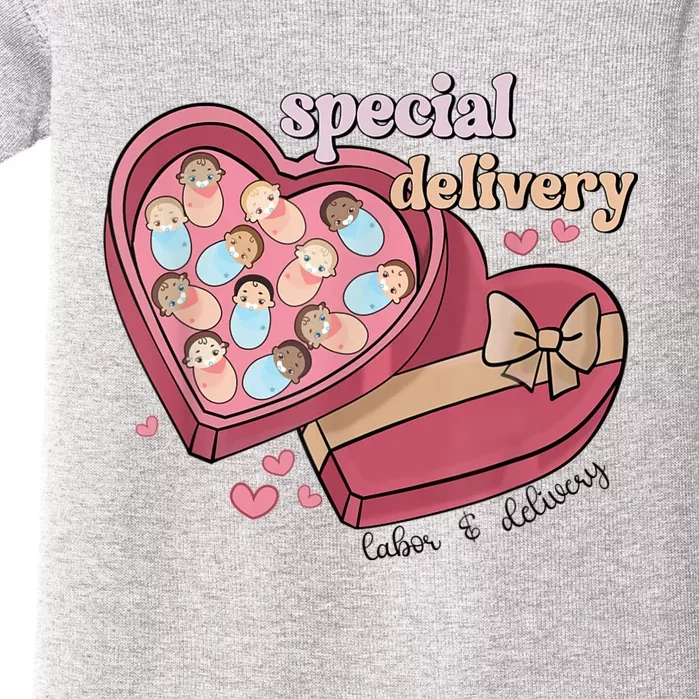 Special Delivery Labor And Delivery Nurse Valentine's Day Baby Bodysuit