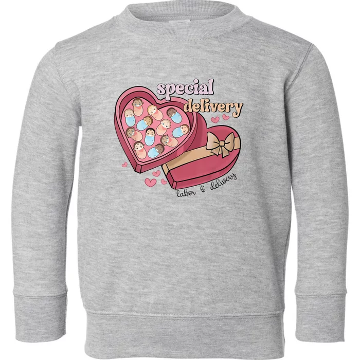 Special Delivery Labor And Delivery Nurse Valentine's Day Toddler Sweatshirt