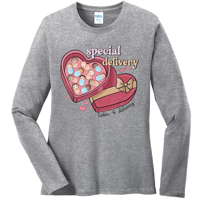 Special Delivery Labor And Delivery Nurse Valentine's Day Ladies Long Sleeve Shirt