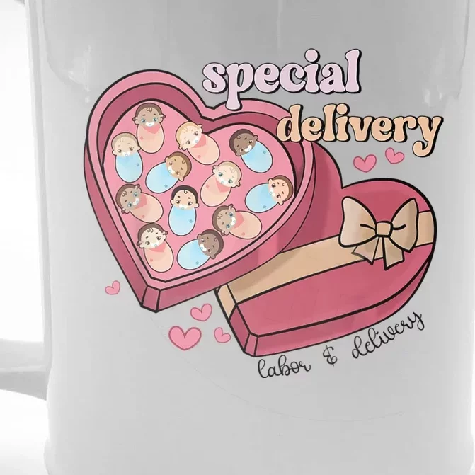 Special Delivery Labor And Delivery Nurse Valentine's Day Front & Back Beer Stein