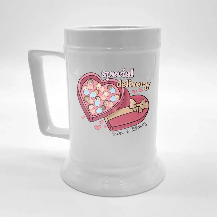 Special Delivery Labor And Delivery Nurse Valentine's Day Front & Back Beer Stein