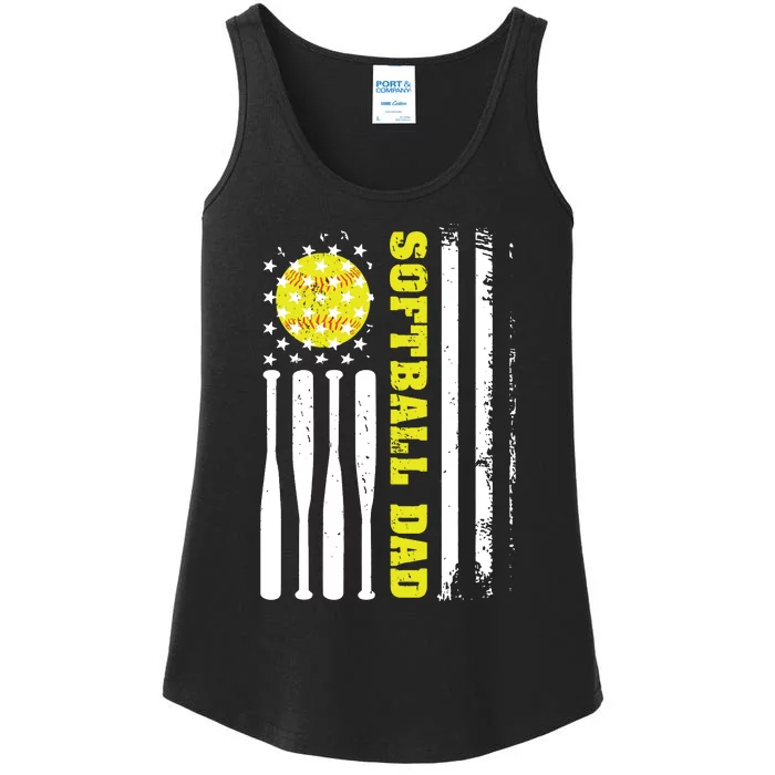 Softball Dad Like A Baseball Dad Definition On Back Ladies Essential Tank