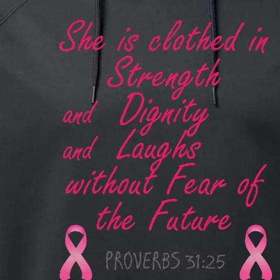 Strength Dignity Laughs Breast Cancer Awareness Gift Performance Fleece Hoodie