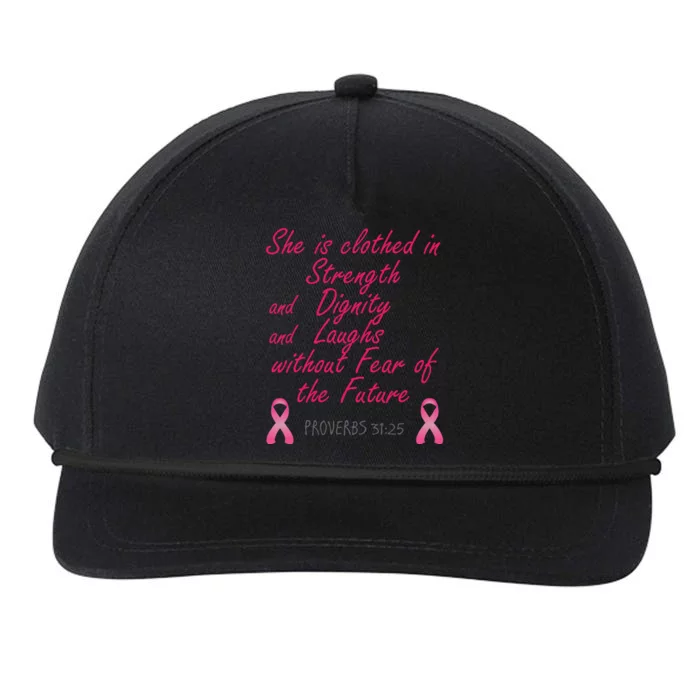 Strength Dignity Laughs Breast Cancer Awareness Gift Snapback Five-Panel Rope Hat