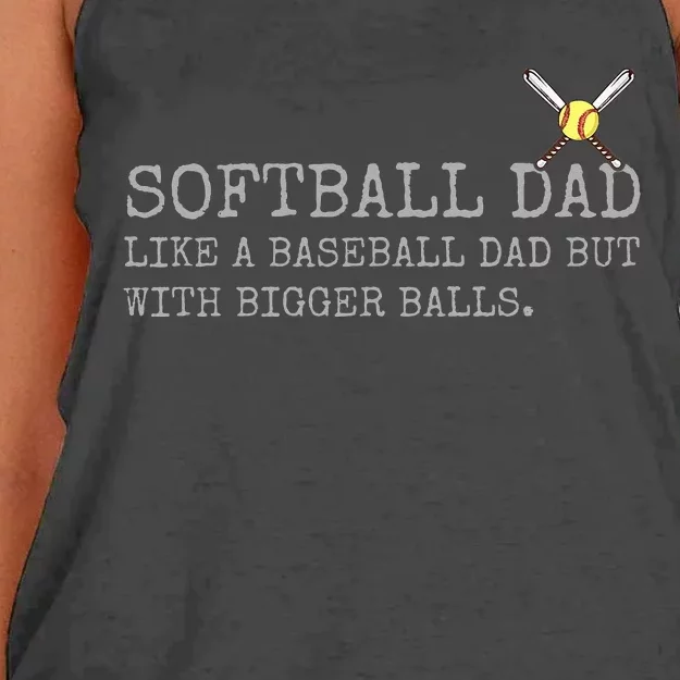 Softball Dad like a baseball Dad But with bigger balls Coach Women's Knotted Racerback Tank