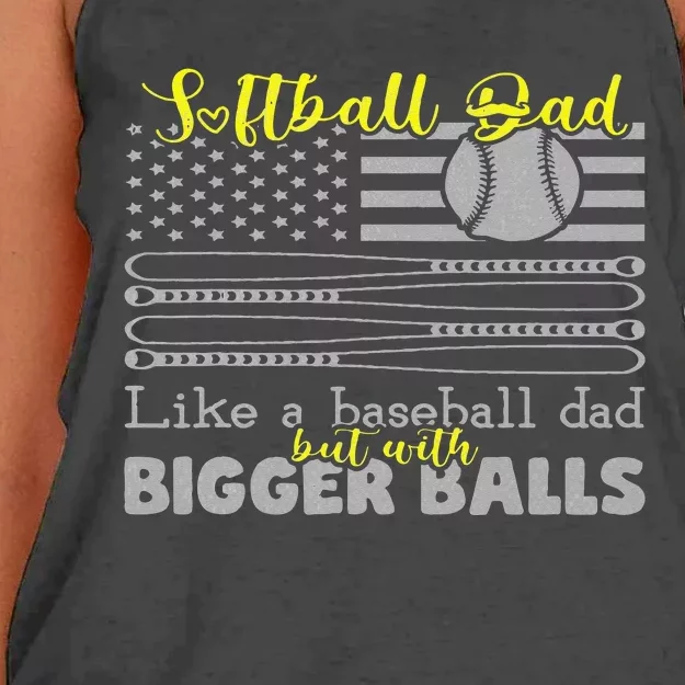 Softball Dad like a Baseball Dad but with bigger balls Flag Women's Knotted Racerback Tank