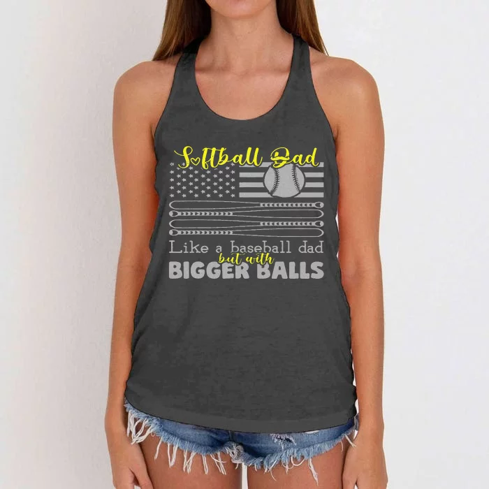 Softball Dad like a Baseball Dad but with bigger balls Flag Women's Knotted Racerback Tank