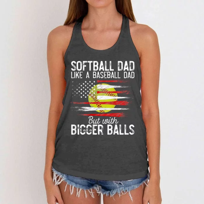 Softball Dad Like A Baseball Dad Definition Women's Knotted Racerback Tank