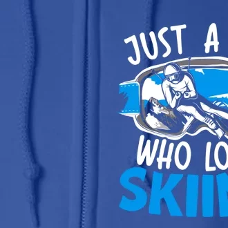 Ski Dad Loves Skiing Gift Full Zip Hoodie