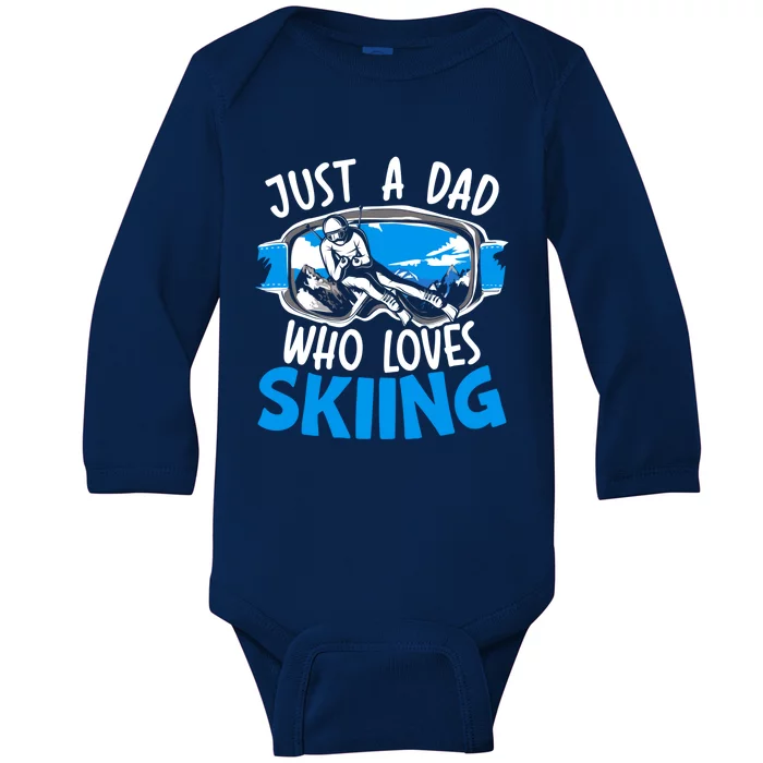 Ski Dad Loves Skiing Gift Baby Long Sleeve Bodysuit