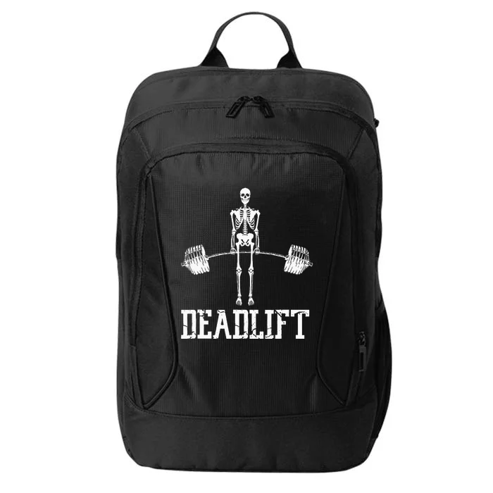 Skeleton Dead Lift Funny Halloween Lifting Weights Vintage City Backpack