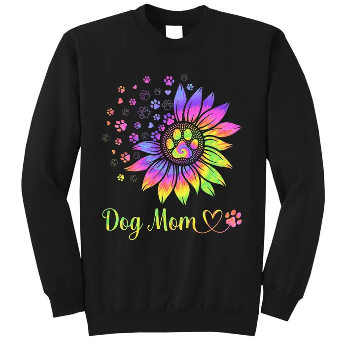 Sunflower Dog Mom Tie Dye Dog Lover Mothers Day Mama Grandma Sweatshirt